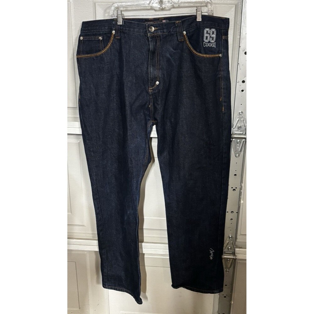 COOGI 69 Jeans Mens 42x32 Dark Wash Embroidered Baggy Y2K Hip Hop DenimAustralia